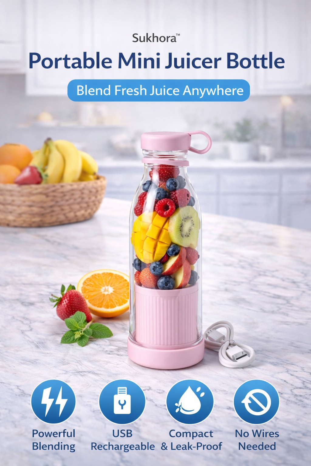 Electric portable mini juicer Bottle