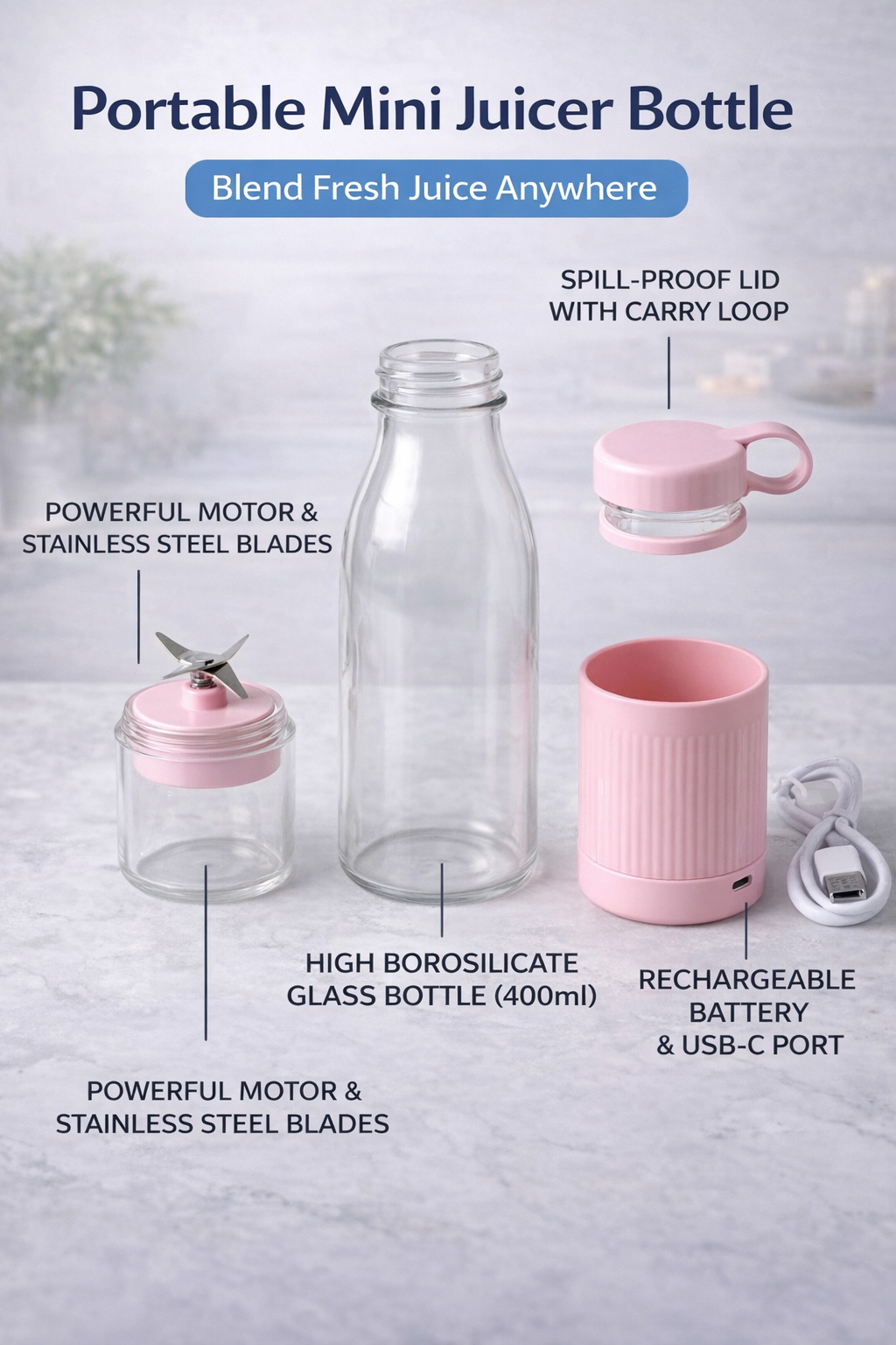 Electric portable mini juicer Bottle